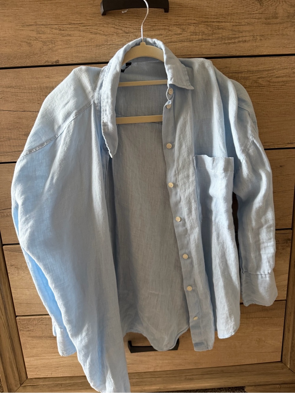 ZARA Light Blue Linen Button-Up Shirt